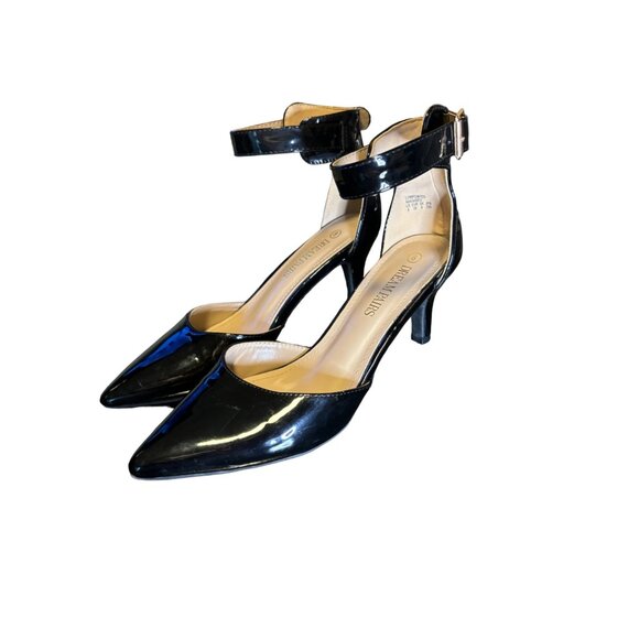 Dream Pairs Womens Size 8 Black Patent Leather Pointed Toe Heels Ankle Strap - Picture 1 of 10